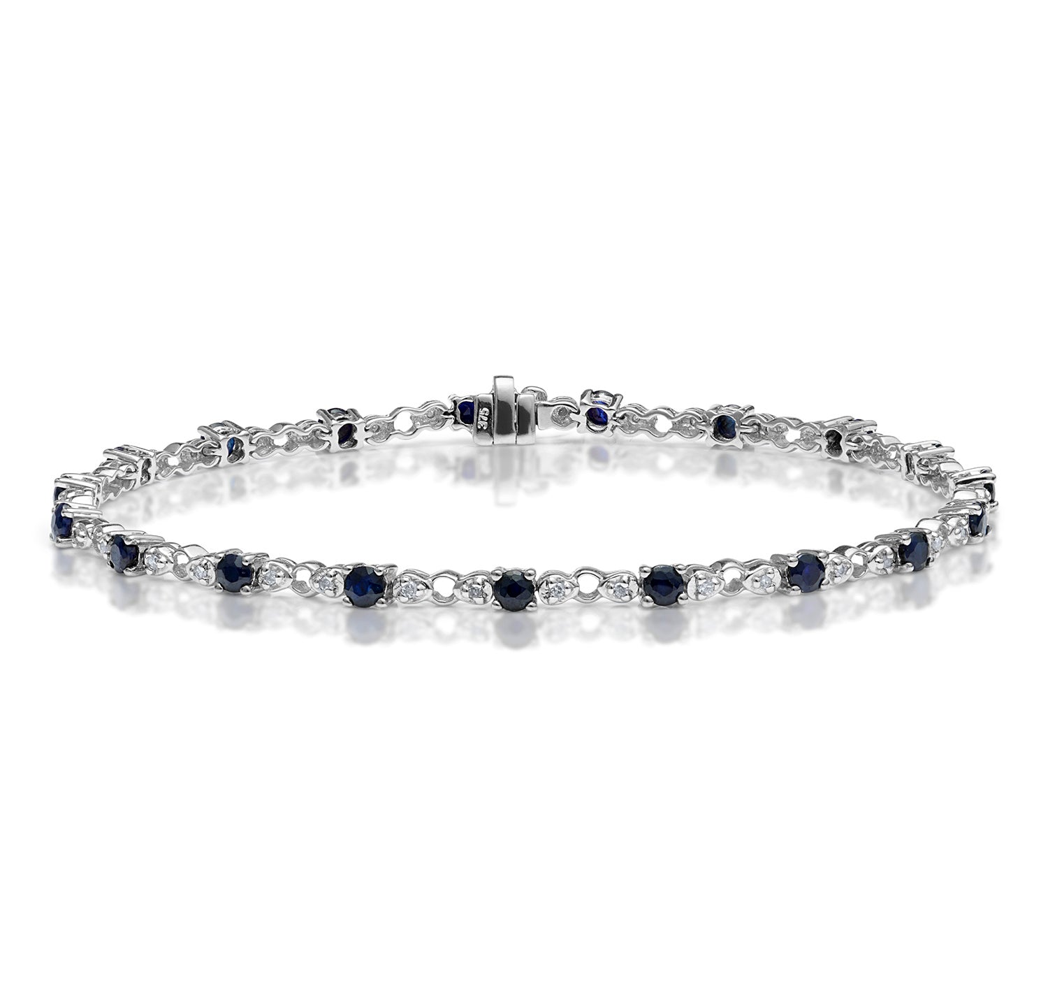 Sapphire and Lab Diamond Tennis Bracelet Claw Set in 925 Silver